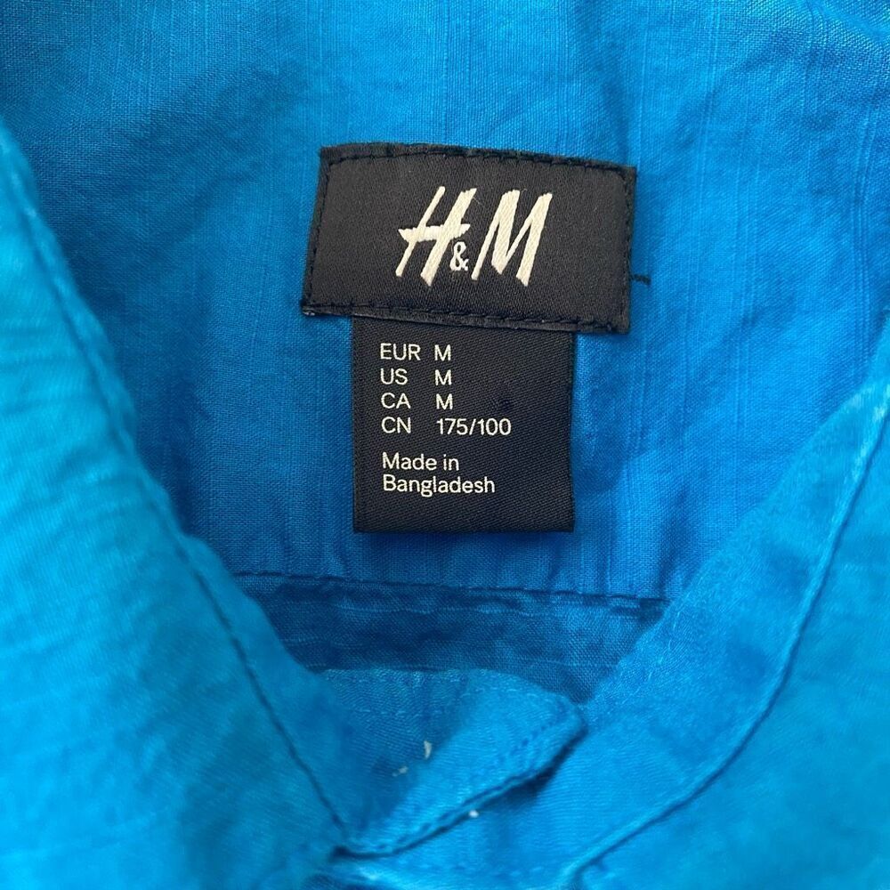 H&M men M Longsleeve button down dress shirt blue - Picture 3 of 7